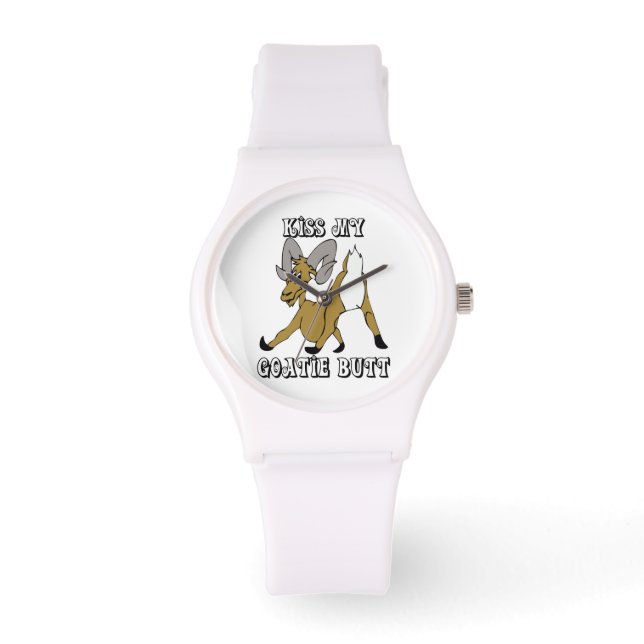 Kiss my Goatie Hintern Funny Goat Armbanduhr (Vorderseite)