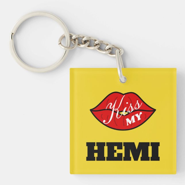 Kiss My Hemi Power Yellow Jacket Challenger Schlüsselanhänger (Vorderseite)