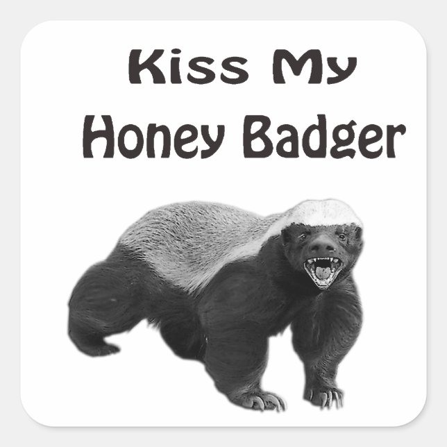 Kiss My Honey Badger Quadratischer Aufkleber (Vorderseite)