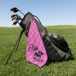 Kiss My Putt Plaid Wiener Dog Cheeky Golf Handtuch