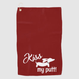 Kiss My Putt Red Wiener Dog Cheeky Golf Towel Golfhandtuch