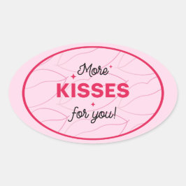 Kiss Pink Red Lips Romantic Love. Ovaler Aufkleber