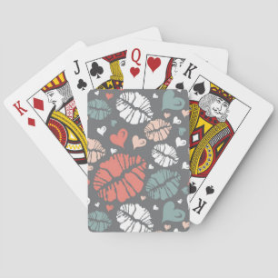 Kiss Print and Heart Pattern Spielkarten