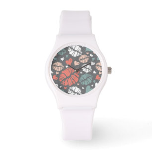 Kiss Print and Heath Pattern Armbanduhr
