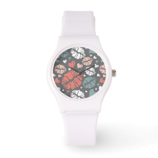 Kiss Print and Heath Pattern Armbanduhr (Vorderseite)