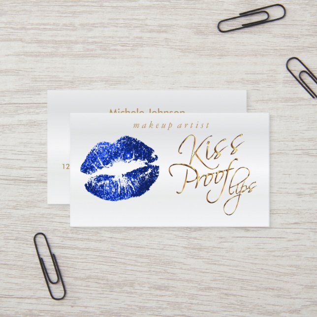 Kiss Proof Lips - Blue Glitzer Visitenkarte (Vorderseite/Rückseite Beispiel)