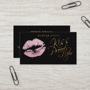Kiss Proof Lips - Rosa Glitzer und Gold Visitenkarte