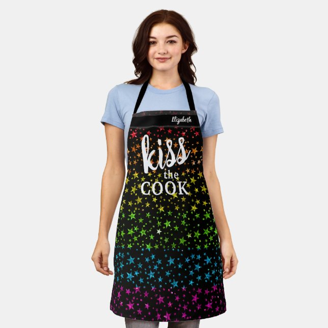 Kiss The Cook Food Koch Kitchen GRILLEN Baker Glit Schürze (Getragen)