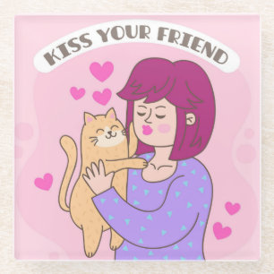Kiss your Friend Glass Untersetzer