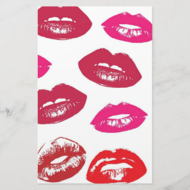 Kissbare Lippen (Küsseln der Lippen, Rot und Rosa  Briefpapier