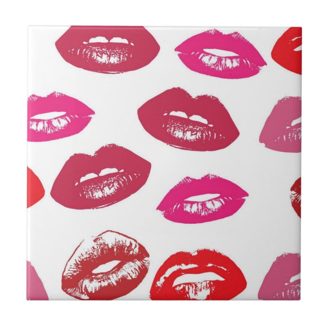Kissbare Lippen (Küsseln der Lippen, Rot und Rosa  Fliese (Vorderseite)