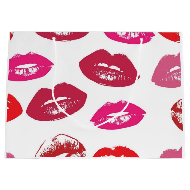 Kissbare Lippen (Küsseln der Lippen, Rot und Rosa  Große Geschenktüte (Vorderseite)