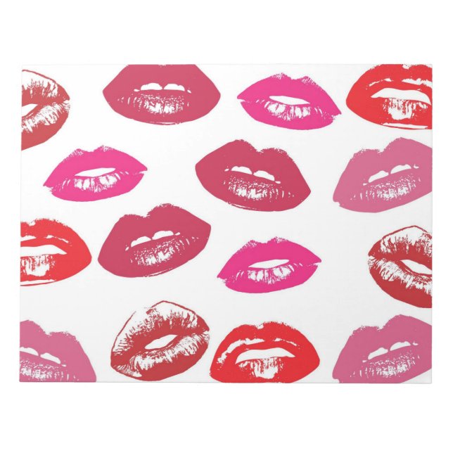 Kissbare Lippen (Küsseln der Lippen, Rot und Rosa  Notizblock (Vorderseite)