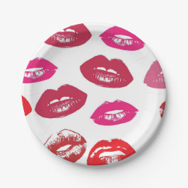 Kissbare Lippen (Küsseln der Lippen, Rot und Rosa  Pappteller