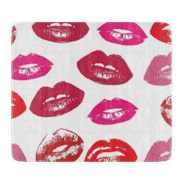 Kissbare Lippen (Küsseln der Lippen, Rot und Rosa  Schneidebrett