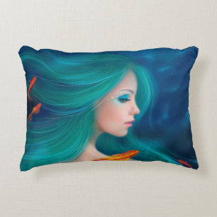 Kissen 16" x 12"Fantasy Seejungfrau mit rotem Fisc