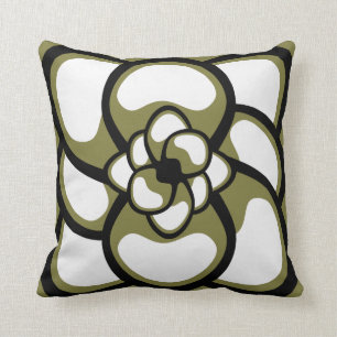 Kissen, Abstrakte Blume 3, Olive Black Kissen