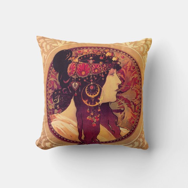 Kissen Alphonse Mucha Donna Orechini (Vorderseite)