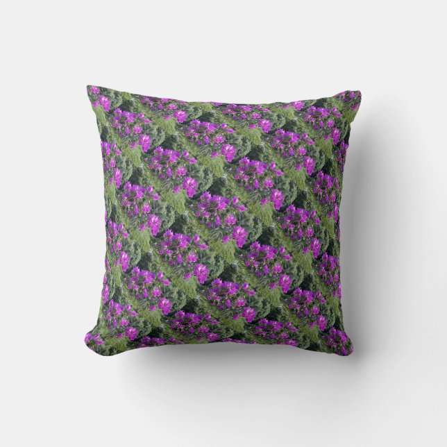 Kissen aus rosa-violett-tropischen Blumen (Vorderseite)