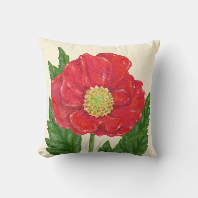 Kissen aus rotem Poppy (Vorderseite)