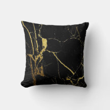 Kissen aus schwarzem und goldenem Marmor