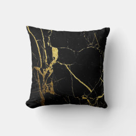 Kissen aus schwarzem und goldenem Marmor