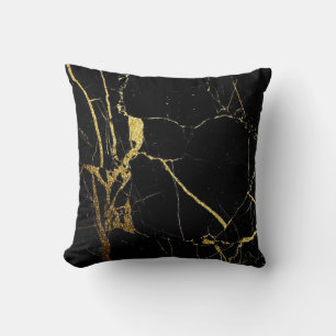 Kissen aus schwarzem und goldenem Marmor