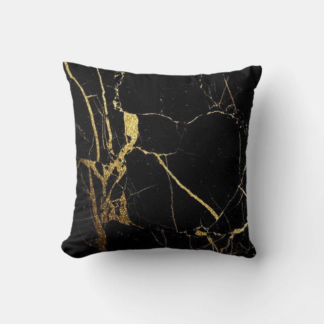 Kissen aus schwarzem und goldenem Marmor (Vorderseite)