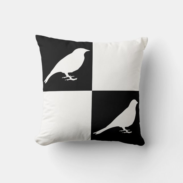 Kissen aus schwarzem und weißem Bird (Vorderseite)