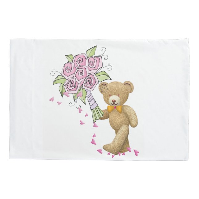 Kissen Case White Teddy Bär Floral Kissenbezug (Rückseite)