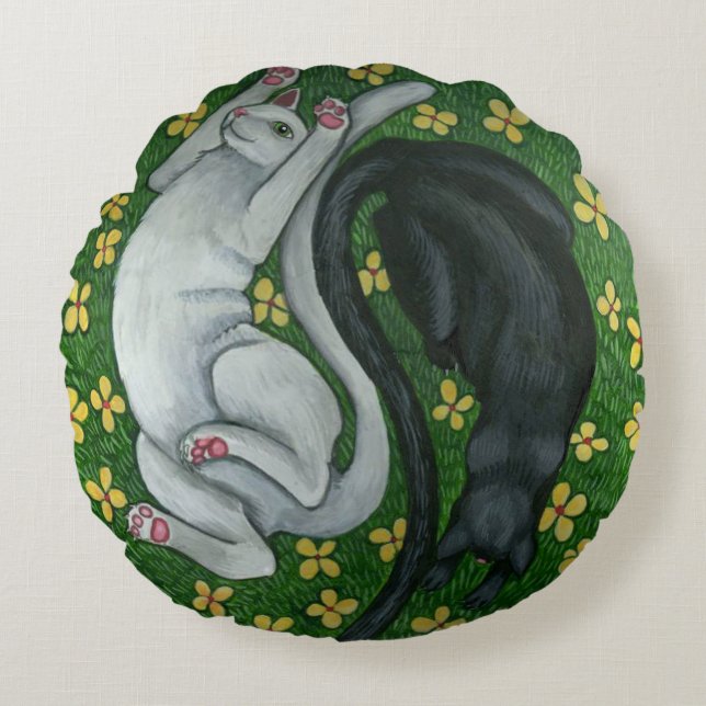 Kissen der Miezekatze-Katze Ying/Yangs (Vorderseite)