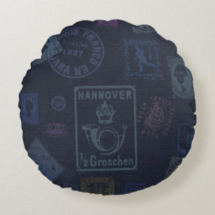 Kissen der Vintagen Briefmarke - dunkel