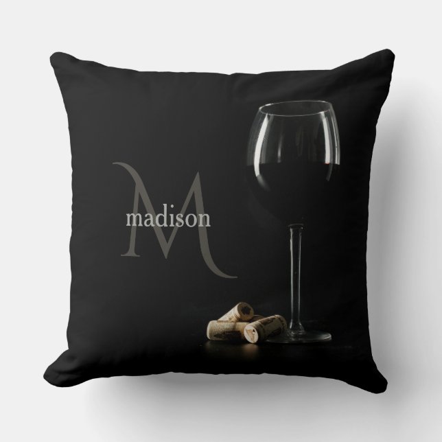 Kissen für die Verwendung von Monogramm Wein (Vorderseite)