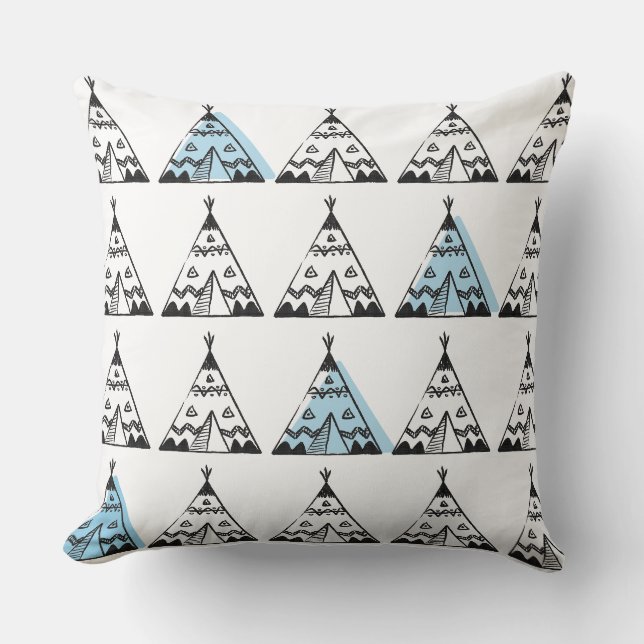 Kissen für Kinder - Blaues Tipi (Vorderseite)