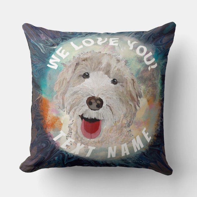 Kissen für Kinder Niedliches Labradoodle Hund & Te (Vorderseite)