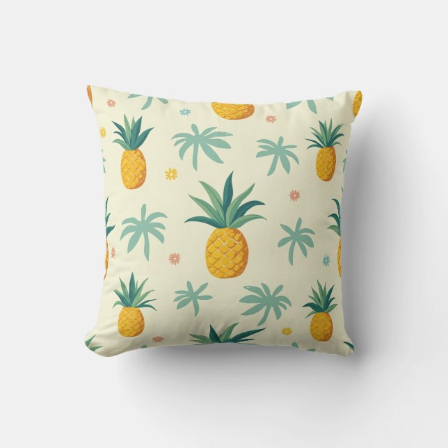 Kissen für tropische Ananas und Baummuster (Vorderseite)