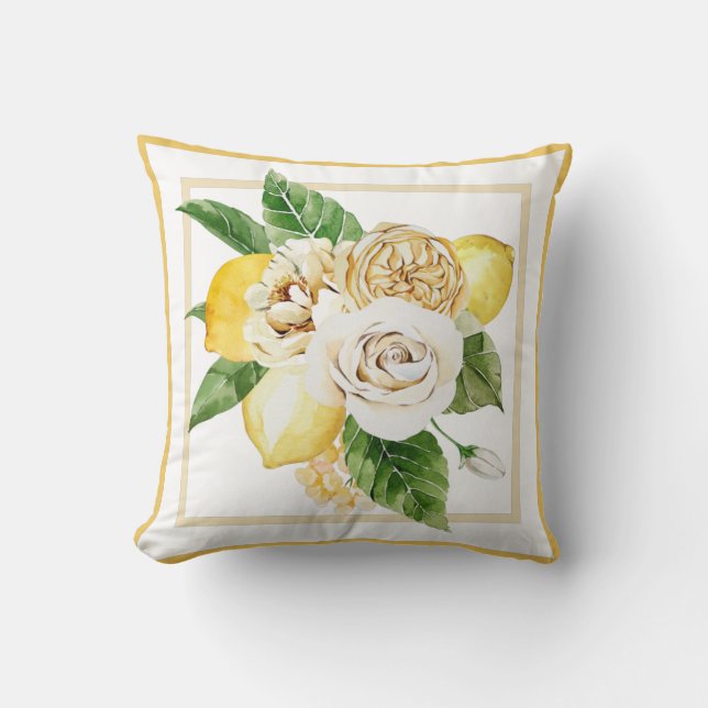 Kissen für Zitronen und Rose (Vorderseite)