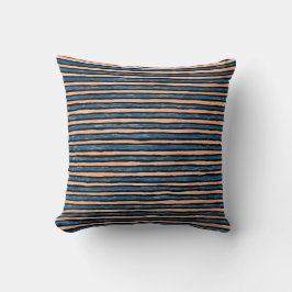 Kissen, gestrichene Streifen, blau und orange Kissen