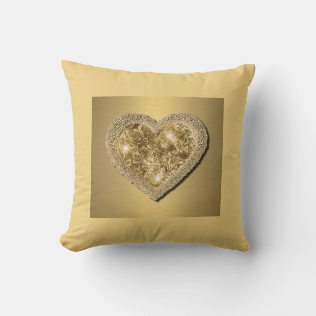 Kissen-Gold mit Goldherzen Kissen (Vorderseite)
