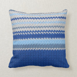 Kissen - Häkelarbeitmuster - blaue Streifen