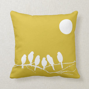 Kissen im Freesia-Gelb-Vogel-Druck