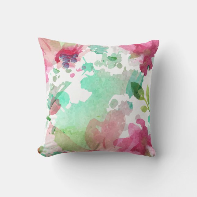 Kissen Kissen Blumen Gestaltung Watercolor (Vorderseite)