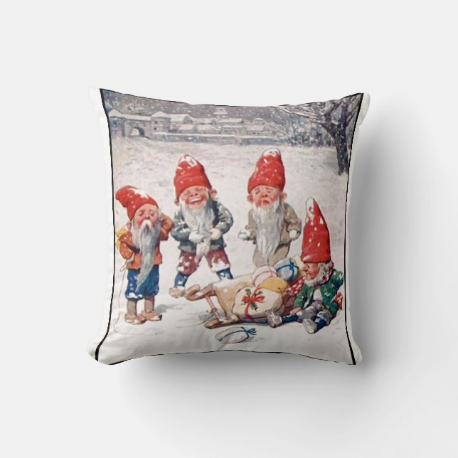Kissen, lachende Elfe, Geschenke und Schnee Kissen (Vorderseite)