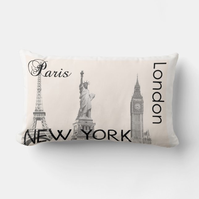 Kissen Londons, Paris, New York (Vorderseite)