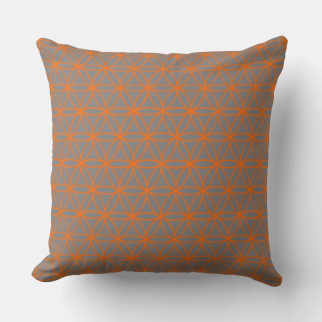 Kissen, Lotus Blume Grau und Orange Kissen (Vorderseite)