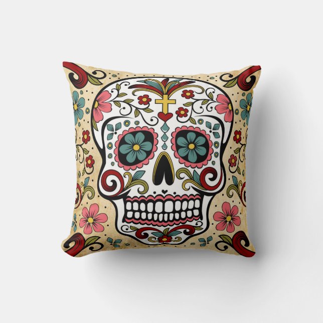 kissen mexikanischer Totenkopf (Vorderseite)