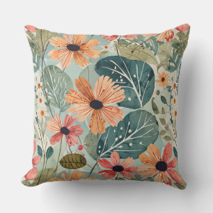 Kissen mit Blumenmuster im Stil der 1950er Jahre f