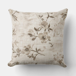 Kissen mit braunem Blumenmuster
