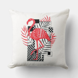 Kissen mit Flamingo-Muster und tropischen Blätter