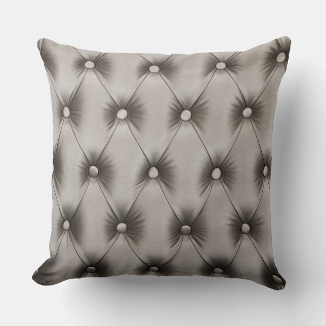 Kissen mit grauem u. aquamarinem capitone (Vorderseite)